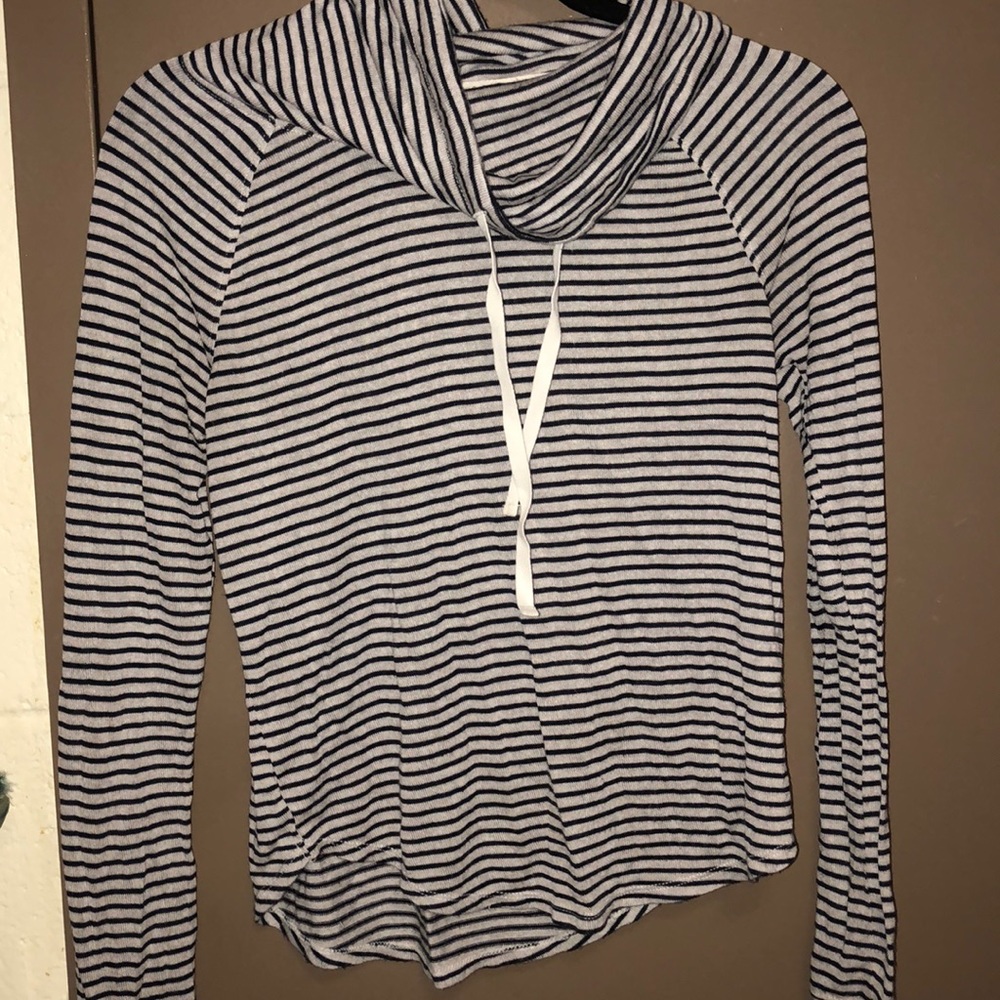 Stripped cowl neck sweater